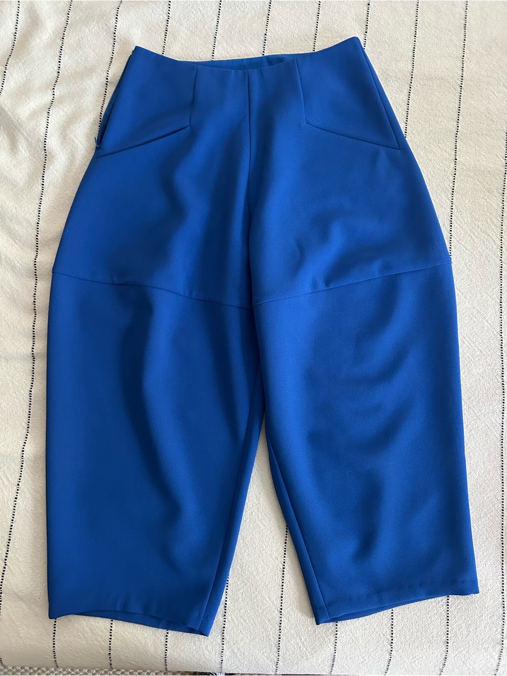 High-Rise Cobalt Blue Cropped Wide-Leg Capris